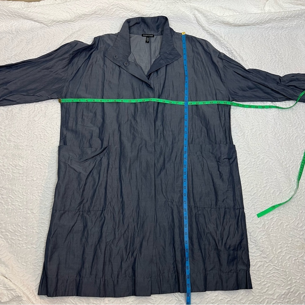 Eileen Fisher Jacket Organic Denim Cotton Metallic Thread Coat S - Picture 9 of 12
